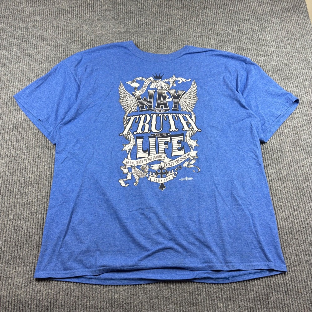 Light Source Shirt Mens XL Blue John 14:6 Way Truth Life Christian Graphic